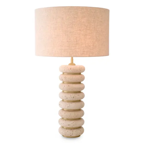 Lampada da tavolo moderna di lusso in ceramica con pietra naturale bianca a strati di Luxury Group International