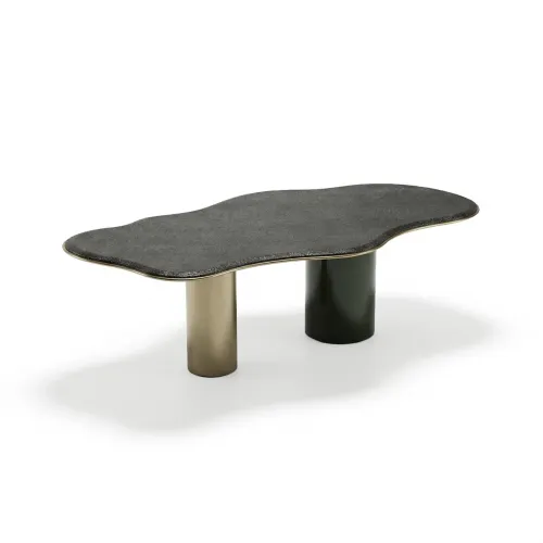 Black Top Organic Shape Dining Table With Golden Legs by Luxury Group International