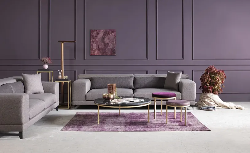 Luxury Modern Grey 3 Seater Sofa with Sleek Metal Legs Designer Living Room Sofa - Luxury Sofa Lifestyle View by Luxury Group International