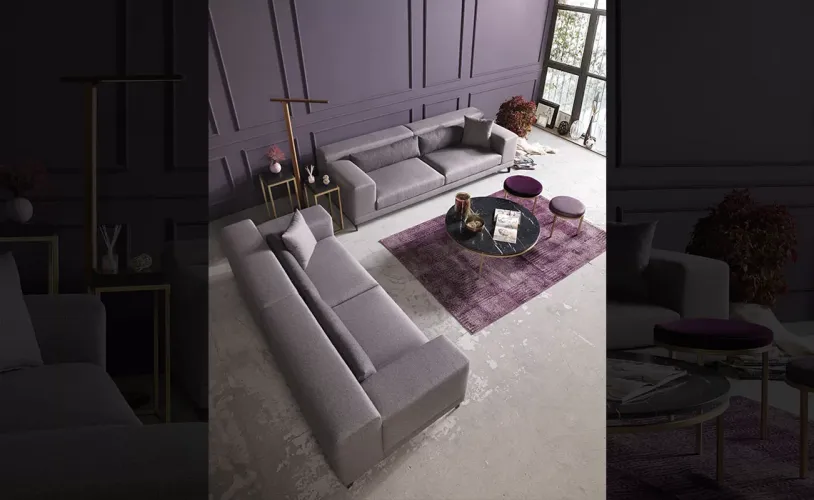 Luxury Modern Grey 3 Seater Sofa with Sleek Metal Legs Designer Living Room Sofa - Luxury Sofa by Luxury Group International