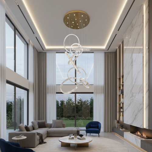 Luxury Modern LED Crystal Ring Chandelier Pendant Lights by Luxury Group International