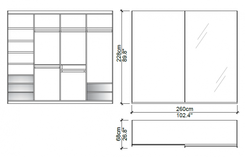 Armadio da camera da letto moderno minimalista di lusso in legno massello marrone opaco con specchio di Luxury Group International