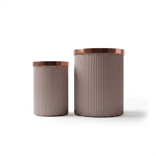 Luxury Modern Nesting Side Table set of 2 with Rose Gold Finish & Fluted Design by Luxury Group International