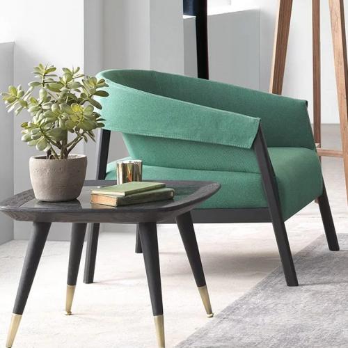 Luxury Modern Side Table with Minimalist European Design and Elegant Brass Leg Tips in Matte Black by Luxury Group International
