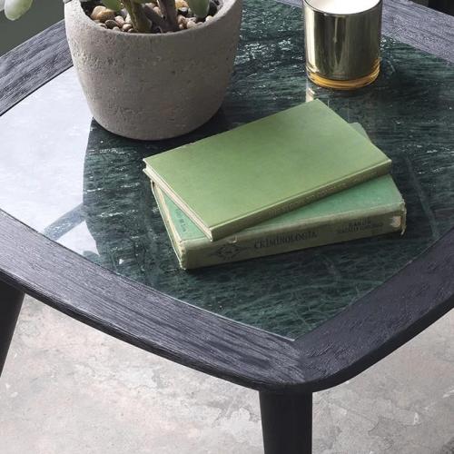 Luxury Modern Side Table with Minimalist European Design and Elegant Brass Leg Tips in Matte Black by Luxury Group International
