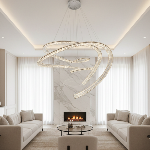Luxury Modern Spiral Large Crystal LED Chandelier Lights by Luxury Group International