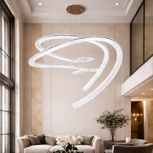 Luxury Modern Spiral Large Crystal LED Chandelier Lights by Luxury Group International