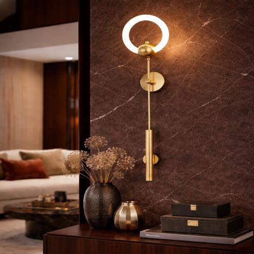Lampada da Parete a LED a Anello Simmetrico Moderna di Lusso Dorata con Anello Halo di Luxury Group International