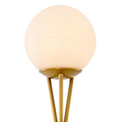 Lampada da Tavolo Moderna di Lusso in Ottone Antico Lucido con Globo in Alabastro e Struttura a Treppiede di Luxury Group International