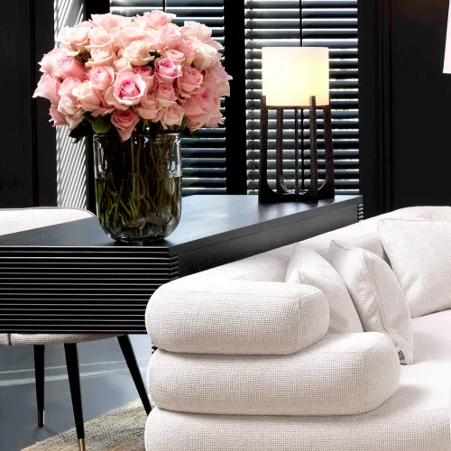 Luxury Modern Table Lamp in White Alabaster with Bronze Highlight Hammered Frame by Luxury Group International