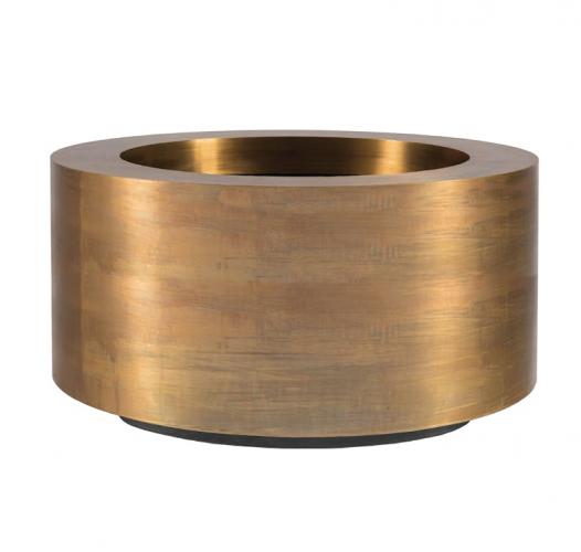 Luxury Monumental Cylindrical Planter Pot in Gold & Weathered Brass Finish - Ø 200 cm Front View by Luxury Group International