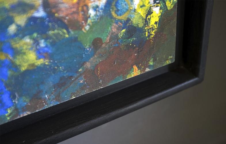 Luxus Multicolor Abstrakter Expressionistischer Wandkunst-Gemälde mit Zeitgenössischem Schwarzem Rahmen von Luxury Group International