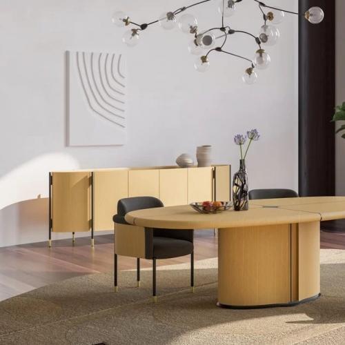 Buffet de Luxe Naturel Noir avec 4 Portes et Finition Laiton - Meubles de Luxe par Luxury Group International