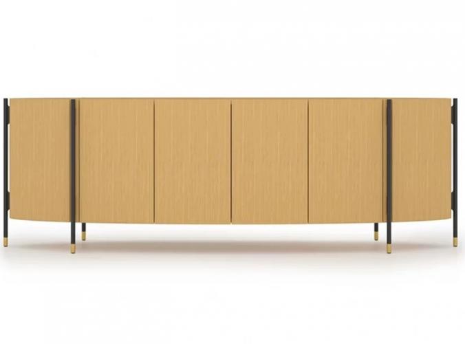 Buffet de Luxe Naturel Noir avec 4 Portes et Finition Laiton - Meubles de Luxe par Luxury Group International