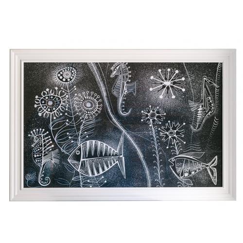 Luxury Marine-Inspired Wall Art in Black and White Paper with Speckled Backdrop by Luxury Group International