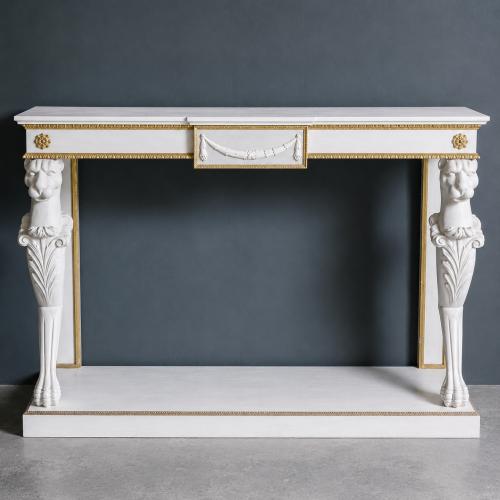 Ivory White Luxury Console Table with Sculpted Lion Legs by Luxury Group International