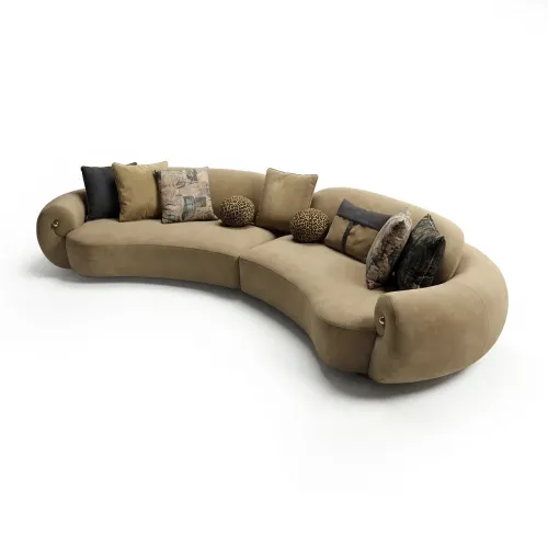 Luxus Olivgrünes Ecksofa mit geschwungener Form und skulpturalem europäischem Design von Luxury Group International