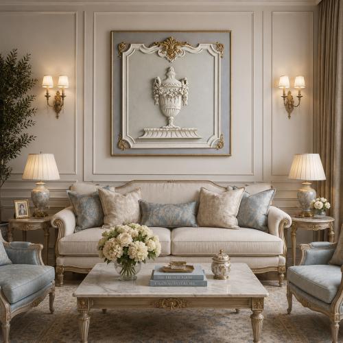 Luxuriöses Ornamentales Wandkunst-Panel mit Klassischem Europäischem Relief – Dekorativer Wohnakzent von Luxury Group International