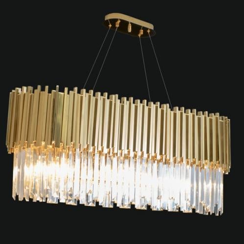Luxuriöser ovaler Art Deco Kronleuchter mit linearem Kristall von Luxury Group International