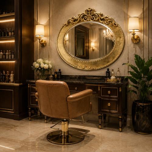Luxury Oval Baroque Wall Mirror with Gilded Carved Crown & Rope-Twist Frame - Baroque Mirror Lifestyle View by Luxury Group International