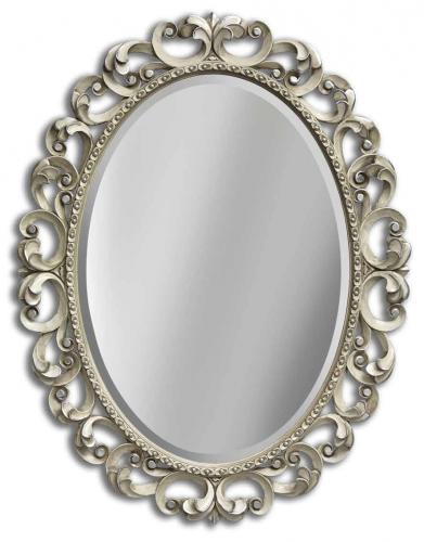 Luxury Oval Baroque Wall Mirror with Open Scroll Frame - Gold & Silver Finish Variations Front View by Luxury Group International