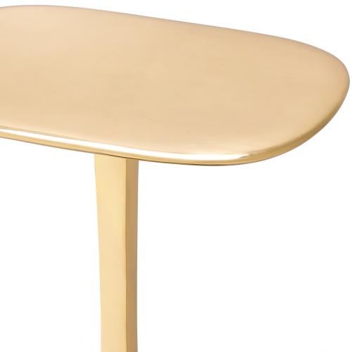 Luxury Oval Polished Brass Top Bed Side Table Black Granite Base by Luxury Group International