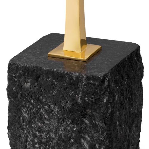Luxury Oval Polished Brass Top Bed Side Table Black Granite Base by Luxury Group International