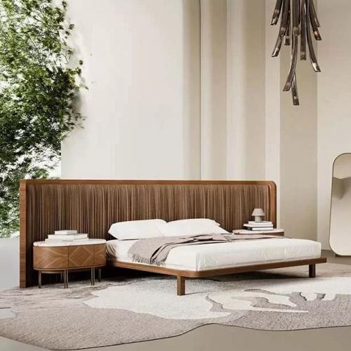 Luxury Oval Walnut Nightstand with Marble Top and Brass Legs for Modern Interiors by Luxury Group International