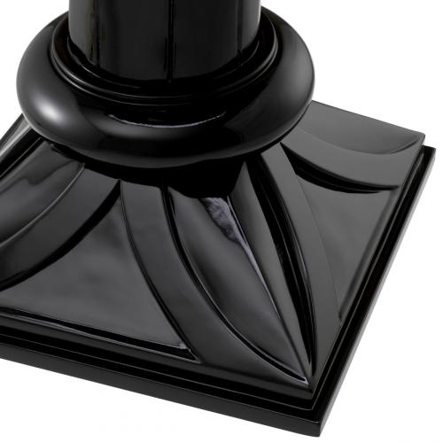 Luxury Piano Black Finish Wooden Round Side Table With Clear Glass Top & Drawer by Luxury Group International