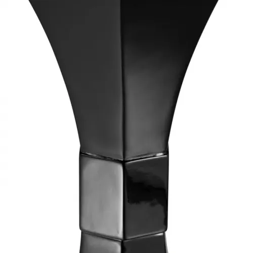Luxury Piano Black Finish Wooden Round Side Table With Clear Glass Top & Drawer by Luxury Group International