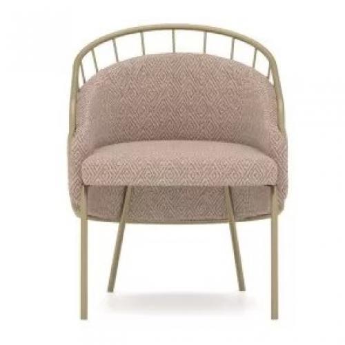 Luxury Pink Upholstered Designer Metal Dining Chair with Golden Rod Frame by Luxury Group International