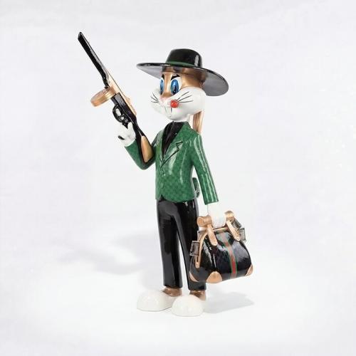 Luxury Rabbit Gangster Modern Sculpture - Modern Sculpture Side View by Luxury Group International