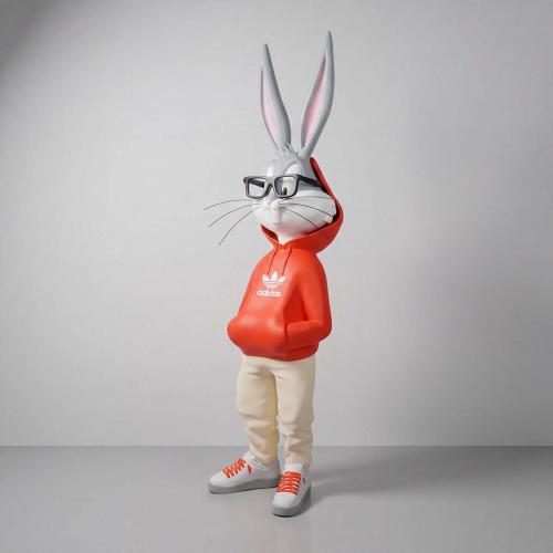 Luxury Rabbit Sculpture in Streetwear Style with Contemporary Skater Aesthetic – 168 CM - Modern Sculpture Side View by Luxury Group International