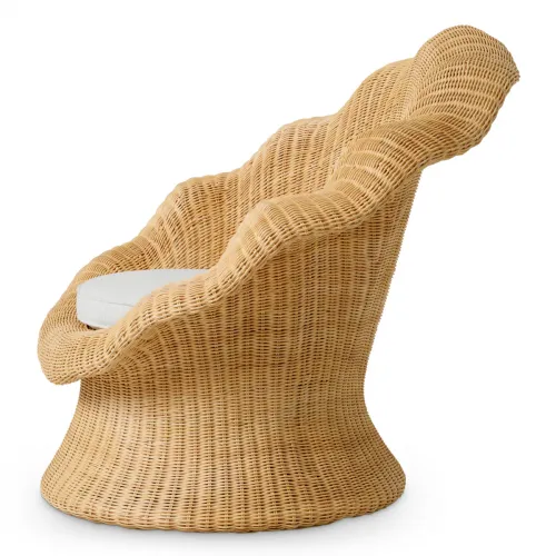 Luxury Rattan Armchair with Beige Cushion by Luxury Group International