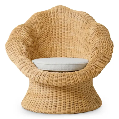 Luxury Rattan Armchair with Beige Cushion by Luxury Group International