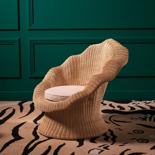 Luxury Rattan Armchair with Beige Cushion by Luxury Group International