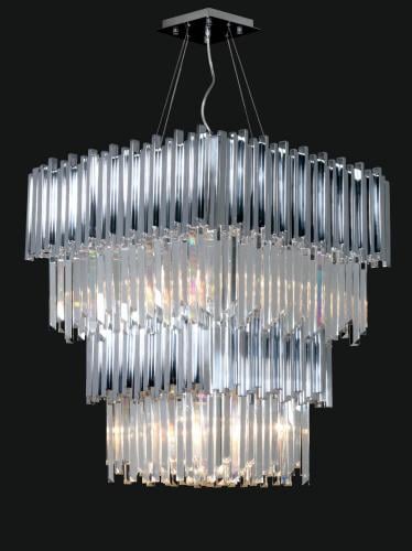 Luxuriöser rechteckiger Art-Deco-Kronleuchter aus Silber und Kristall von Luxury Group International