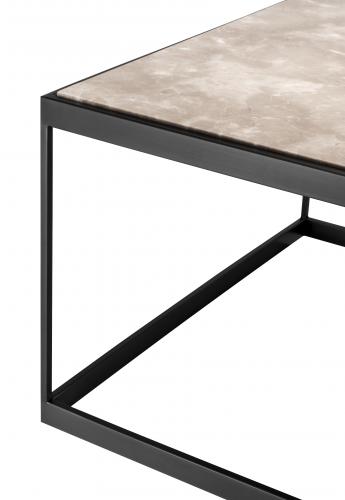 Luxury Rectangular Beige Marble Top Bronze Frame Side Table by Luxury Group International