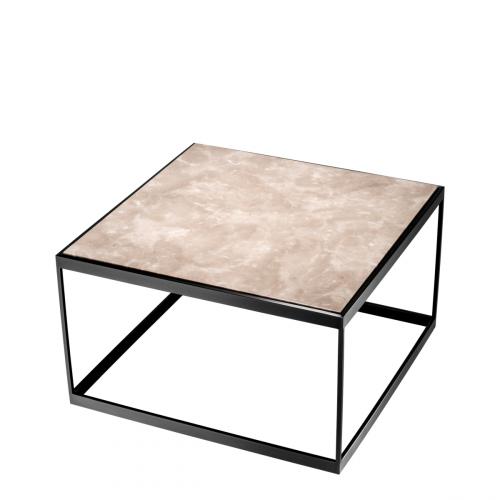 Luxury Rectangular Beige Marble Top Bronze Frame Side Table by Luxury Group International