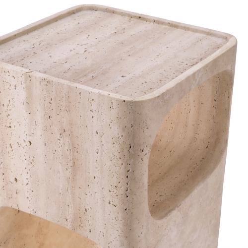 Luxury Rectangular Beige Travertine Side Table by Luxury Group International