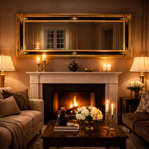 Luxus rechteckiger schwarzer &amp; goldener Barock-Wandspiegel mit handgefertigtem, verziertem Rahmen - 197 CM von Luxury Group International