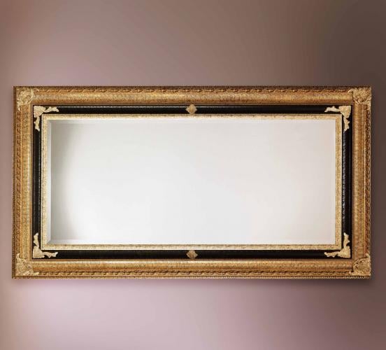 Luxury Rectangular Black & Gold Baroque Wall Mirror with Handcrafted Ornate Frame – 197 CM by Luxury Group International
