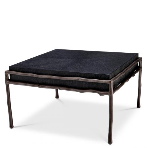 Luxury Rectangular Charcoal Grey Oak Veneer Medium Bronze Finish Side Table by Luxury Group International