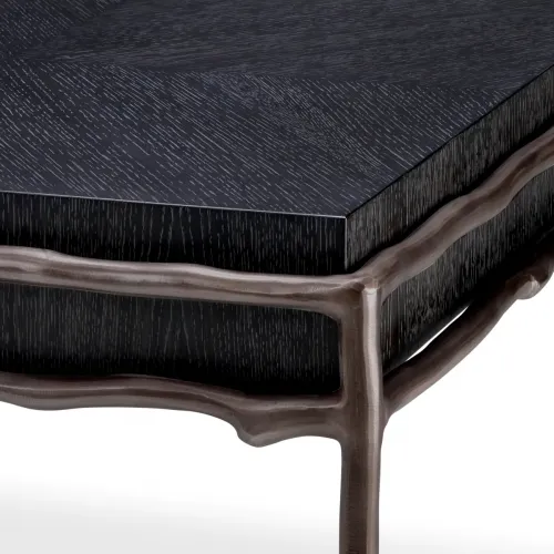 Luxury Rectangular Charcoal Grey Oak Veneer Medium Bronze Finish Side Table by Luxury Group International