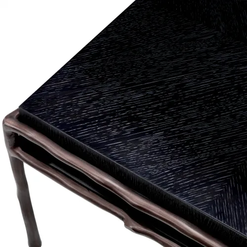 Luxury Rectangular Charcoal Grey Oak Veneer Medium Bronze Finish Side Table by Luxury Group International