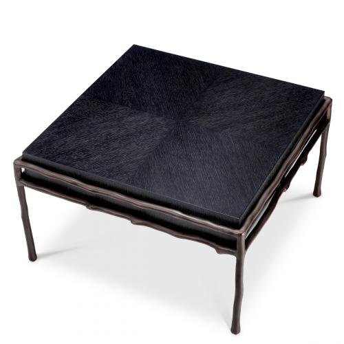 Luxury Rectangular Charcoal Grey Oak Veneer Medium Bronze Finish Side Table by Luxury Group International