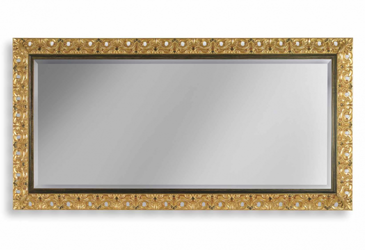 Luxury Rectangular Gold Baroque Wall Mirror with Sculpted Circular Medallion Border – 182 CM by Luxury Group International