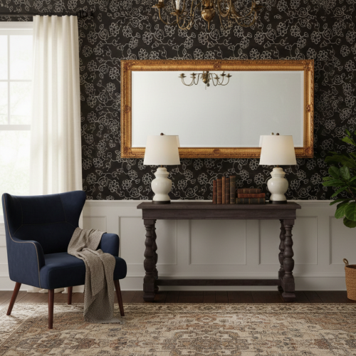 Luxus rechteckiger Barock-Wandspiegel aus Gold mit skulptierten Rosettenakzenten und geripptem Zierrahmen – 181 CM von Luxury Group International