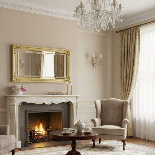 Luxus rechteckiger Gold &amp; Silber handgefertigter Barock Wandspiegel mit verziertem Holzrahmen - 196 Cm von Luxury Group International