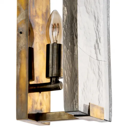 Luxury rectangular golden plate Vintage brass finish Wall Lamp with handblown glass by Luxury Group International